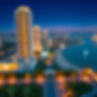 Aerial view highlighting the location in Dubai