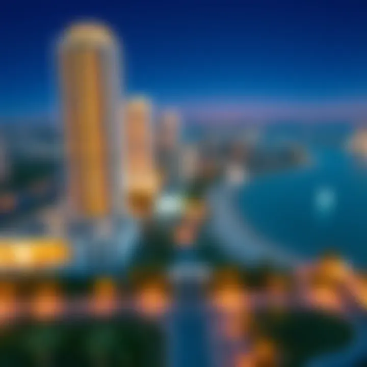 Aerial view highlighting the location in Dubai