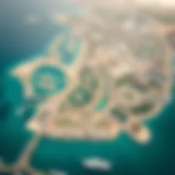 Aerial view of Yas Island showcasing luxurious developments