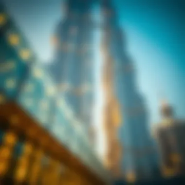 Architectural Design of Burj Khalifa A close-up view of the unique architectural design of Burj Khalifa