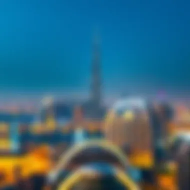 Dubai Skyline Featuring Burj Khalifa A panoramic view of Dubai showcasing Burj Khalifa's prominence in the skyline