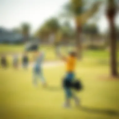 Golfers enjoying a sunny day on the pristine fairways of the Emirates Golf Club