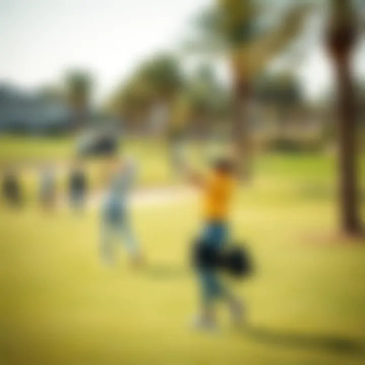 Golfers enjoying a sunny day on the pristine fairways of the Emirates Golf Club