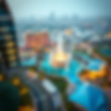 Prime Location Overview of Address Fountain View Aerial view of the prime location of Address Fountain View in Dubai