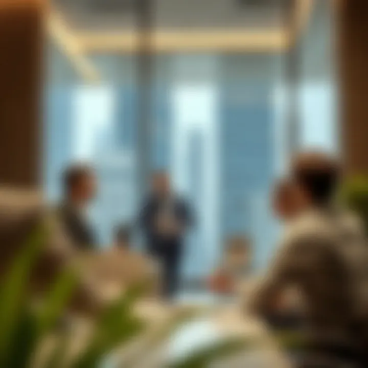 Investors discussing opportunities in a modern office space