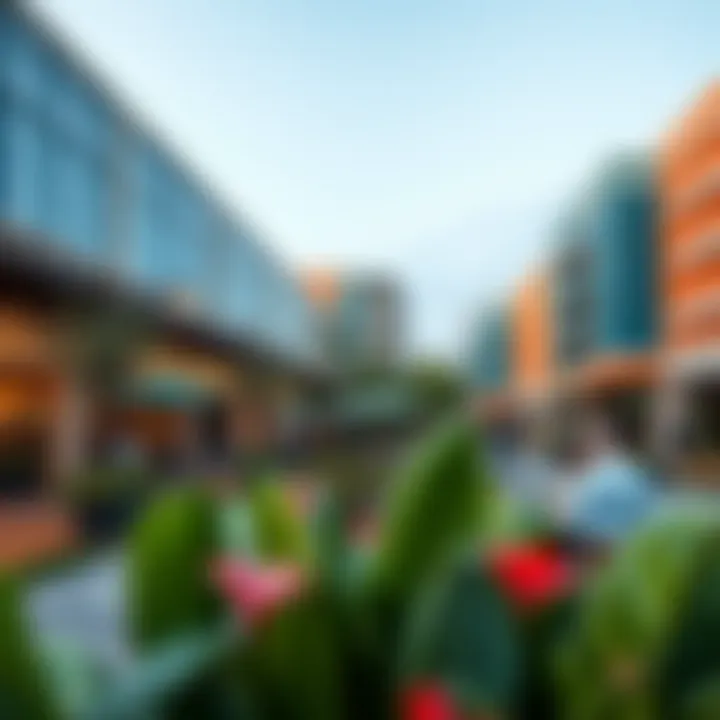 Vibrant outdoor spaces within City Center Me'aisem, illustrating leisure and community areas