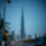 The Burj Khalifa towering against the skyline