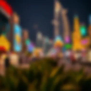 Dubai's Vibrant Nightlife Vibrant nightlife scene with illuminated attractions