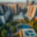 Aerial view of Muhaisanah Fourth showcasing modern architecture and green spaces