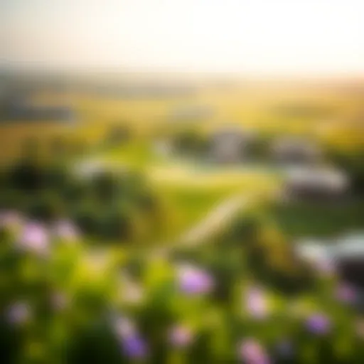 Aerial view of Springs Meadows showcasing its lush greenery and scenic landscapes