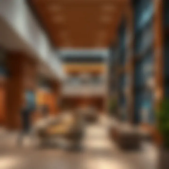 Interior design elements highlighting community spaces within the Al Manara Centre