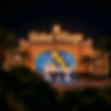 Nighttime Illuminations of Global Village Illuminated entrance to Global Village at night