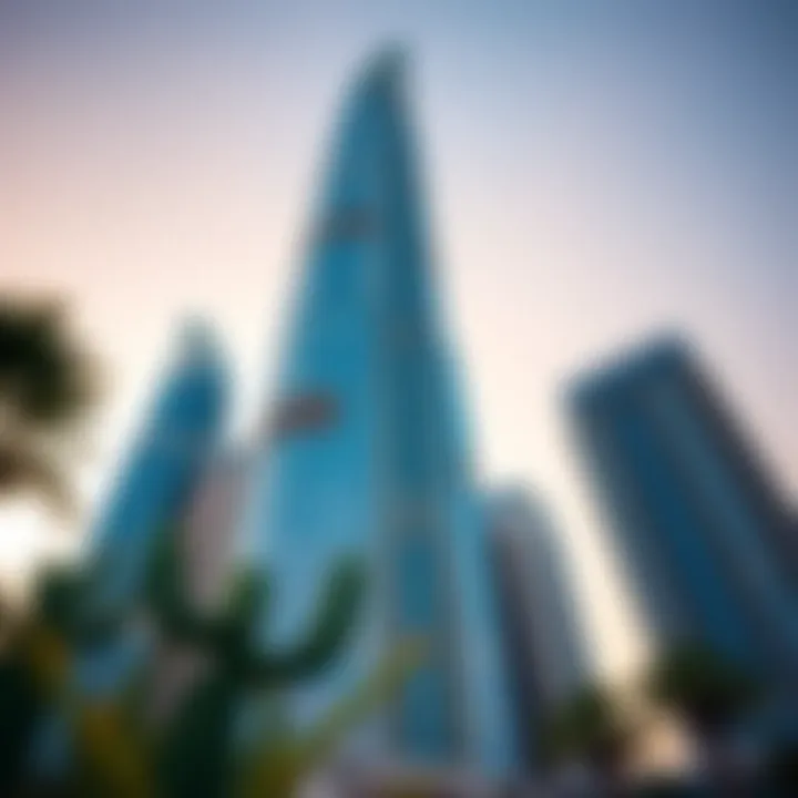 Architectural details of the Cactus Tower highlighting modern design