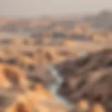 Aerial view showcasing the diverse landscape of Wadi Al-Markhaniya