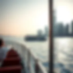 Scenic view of the ferry on Dubai waters