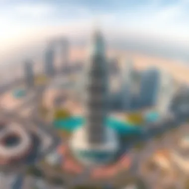 Aerial View of Oasis Tower and Its Environment An aerial perspective of the Oasis Tower and its surroundings