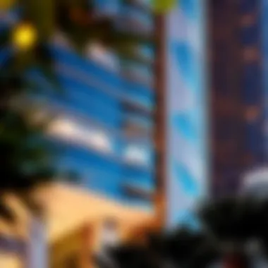 Architectural details of the Oasis Tower facade