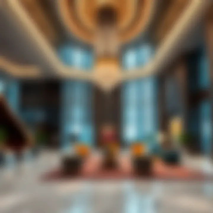 Interior design elements of the Oasis Tower lobby