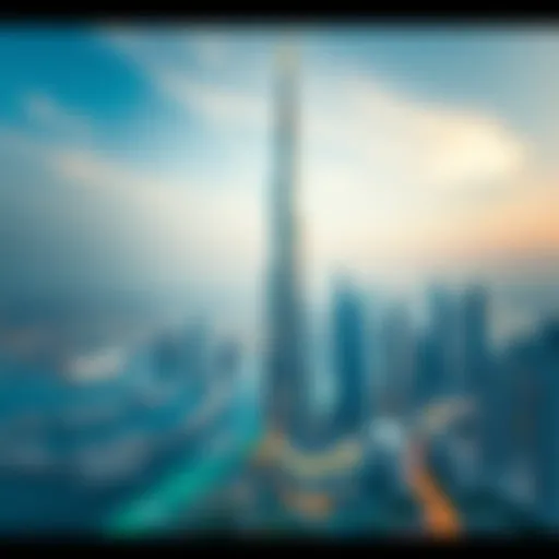 A stunning view of Oasis Tower against the Dubai skyline