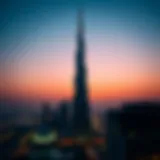 The stunning silhouette of the Burj Khalifa against a twilight sky