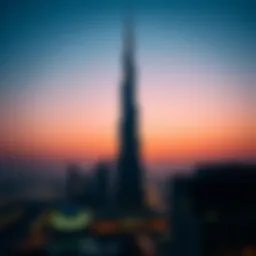 The stunning silhouette of the Burj Khalifa against a twilight sky