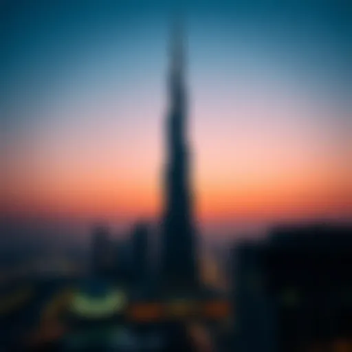 The stunning silhouette of the Burj Khalifa against a twilight sky