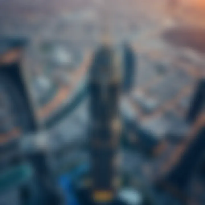 Aerial view highlighting the strategic location of Tiara Tower in Business Bay