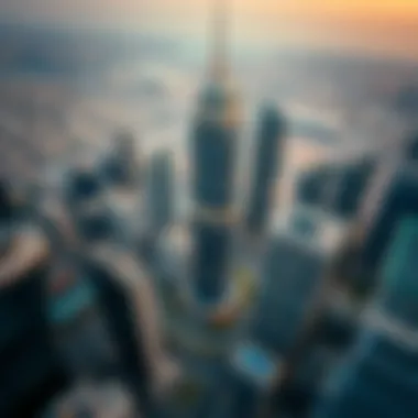Aerial view of the World Trade Center Abu Dhabi surrounded by urban development.