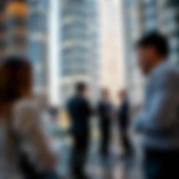 Business professionals engaging in discussions at the World Trade Center Abu Dhabi.